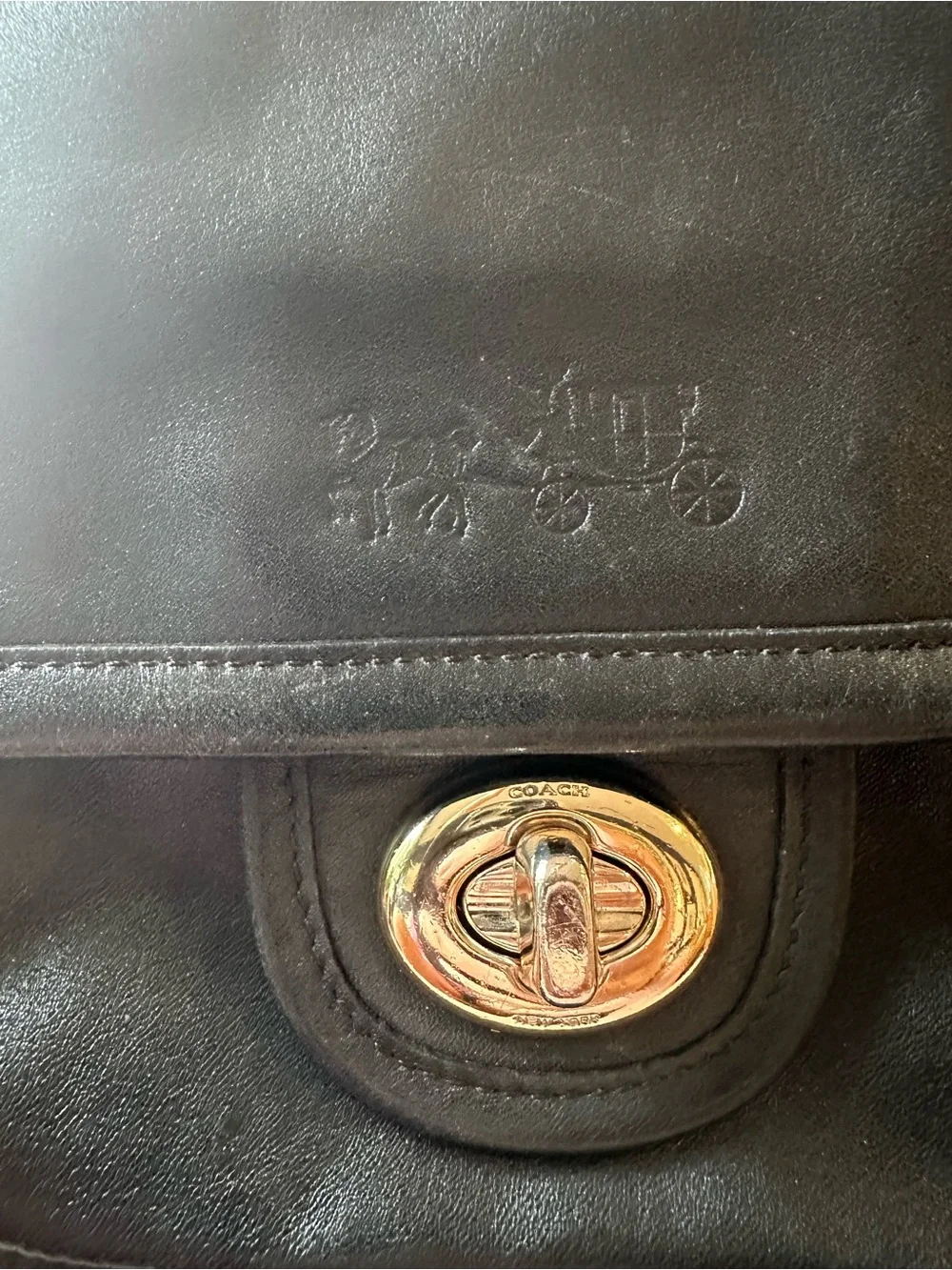 Coach Ranger Flap Black Leather  Shoulder or Crossbody Bag with Chain Strap