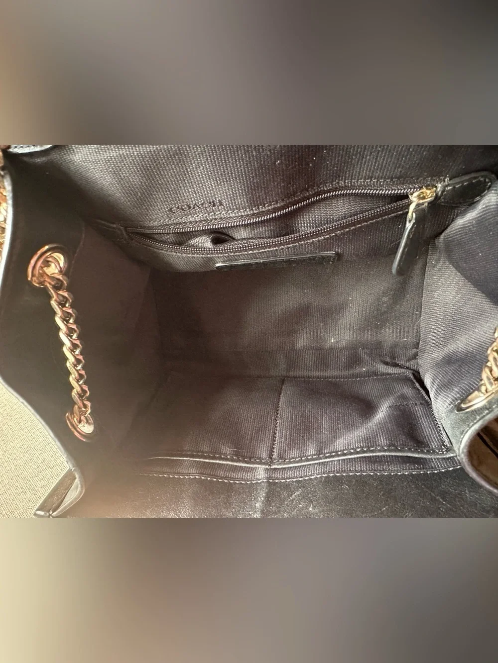 Coach Ranger Flap Black Leather  Shoulder or Crossbody Bag with Chain Strap