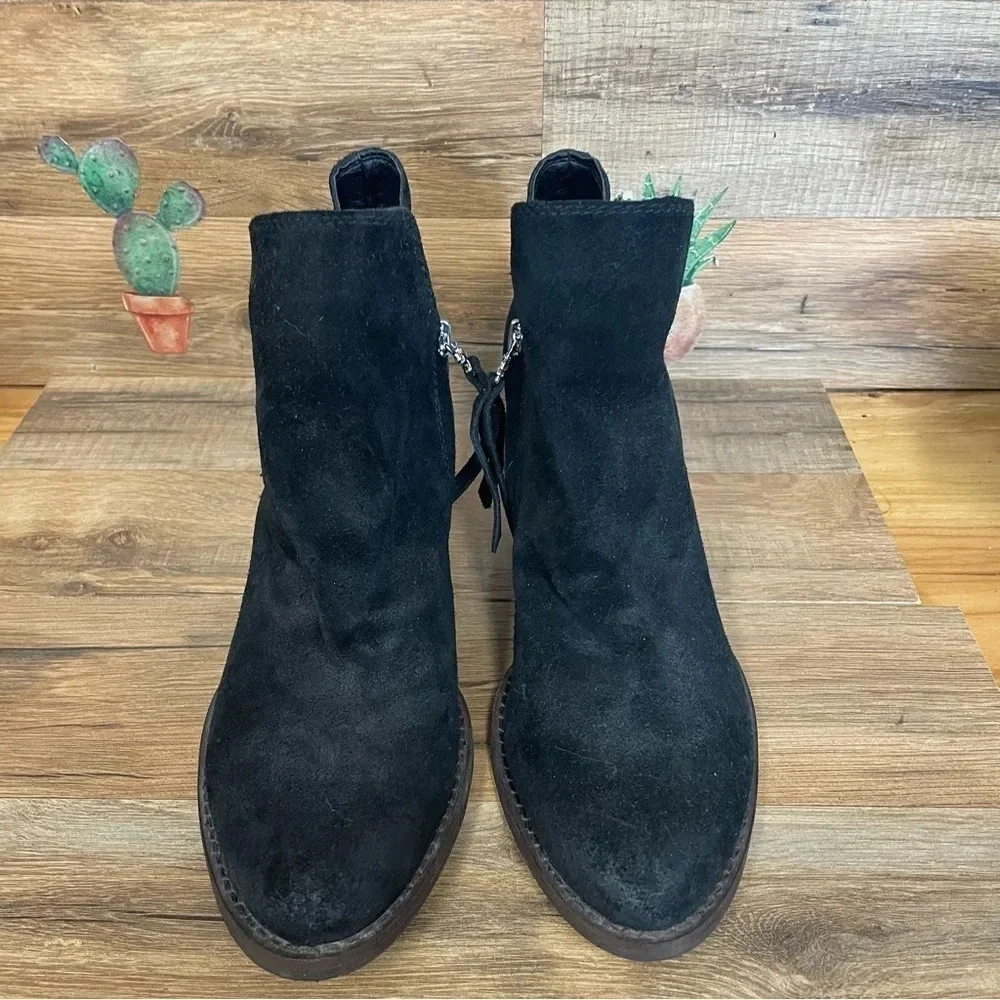 Sam Edelman Miriam Burnished Black Suede Zip Ankle Booties Size 8