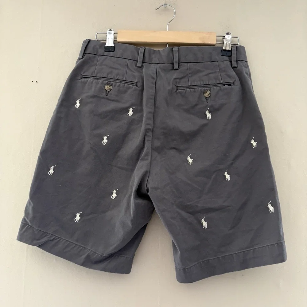 Polo Ralph Lauren Mens Pony Shorts Size 30 Gray AOP Preppy Stretch Classic 8