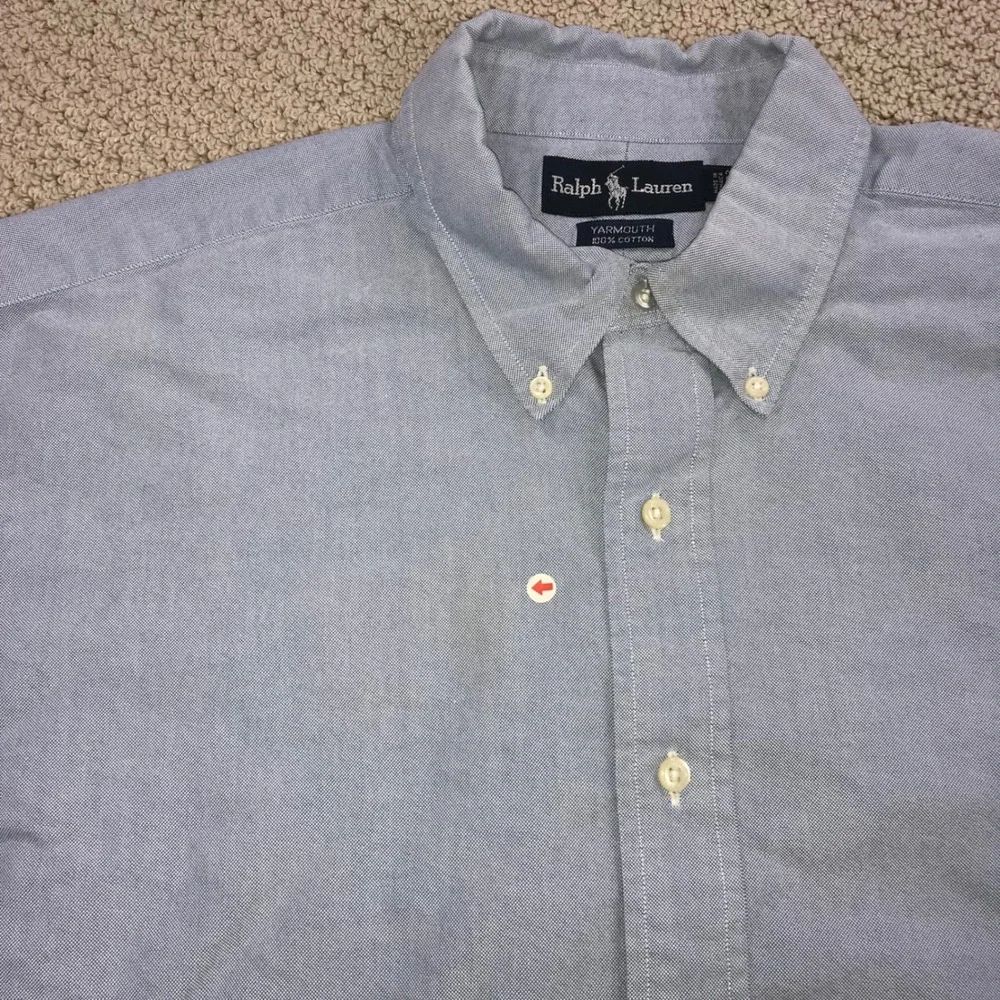 Polo Ralph Lauren Yarmouth Shirt Mens 17.5 33 Blue Oxford Button Down Cotton
