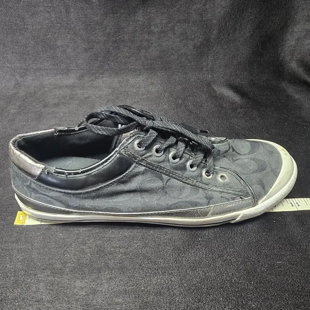 Coach Felix Black Low Top Canvas Lace Up Sneakers Shoes