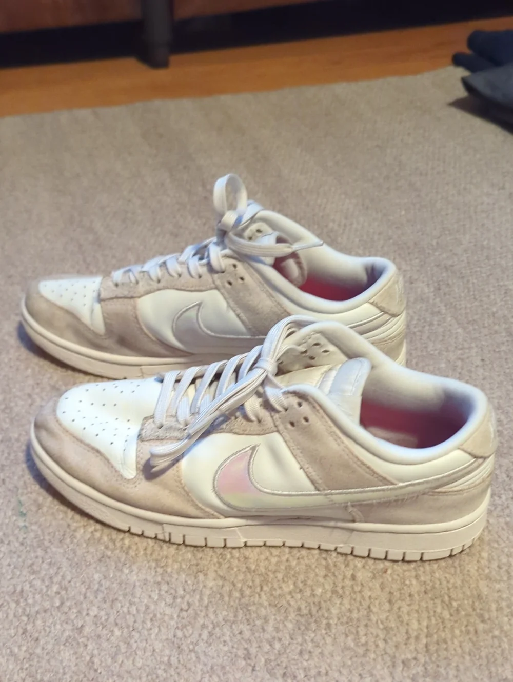 Women's Nike Dunk Low Sail Iridescent Swoosh HF5074-133 Size 10