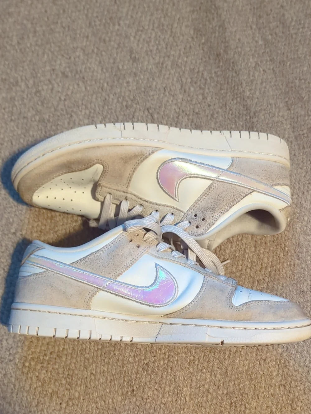 Women's Nike Dunk Low Sail Iridescent Swoosh HF5074-133 Size 10