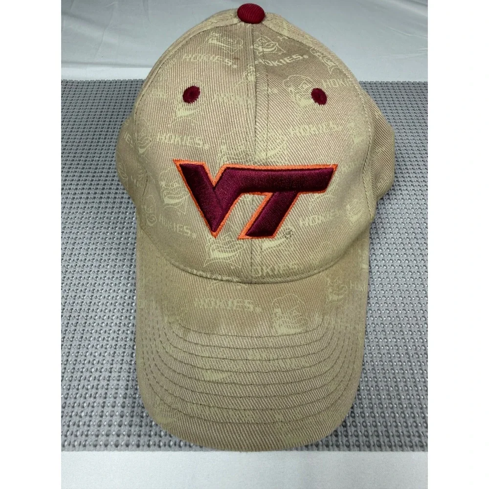 Virginia Tech Hokies Hat Tan Maroon VT Logo Homecoming Collection Baseball Cap