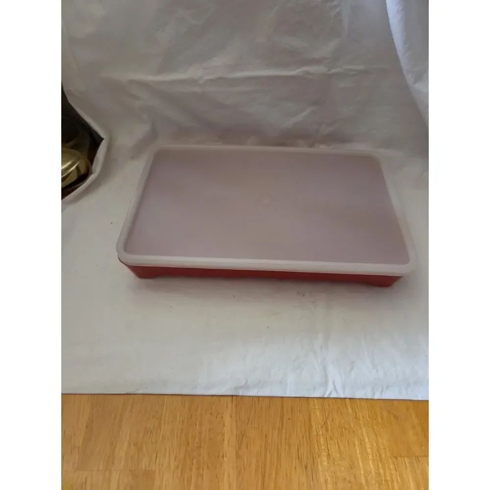 Vintage Tupperware #1292 Bacon Deli Meat Hot Dog Marinade Paprika Keeper Red