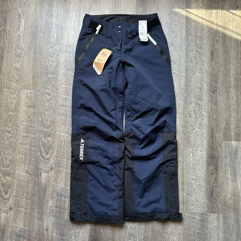 New adidas Men's Small Terrex Resort Two Layer Insulated Snow‎ Pants Blue HC7738
