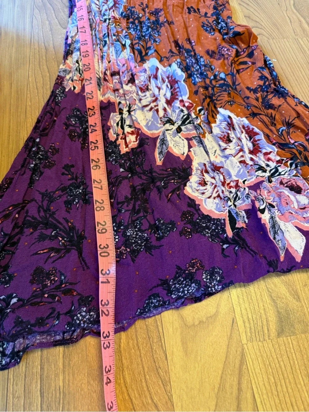 Free People Intimately Lauria Floral Dress In Terra Cotta Sz S Rust and Purple