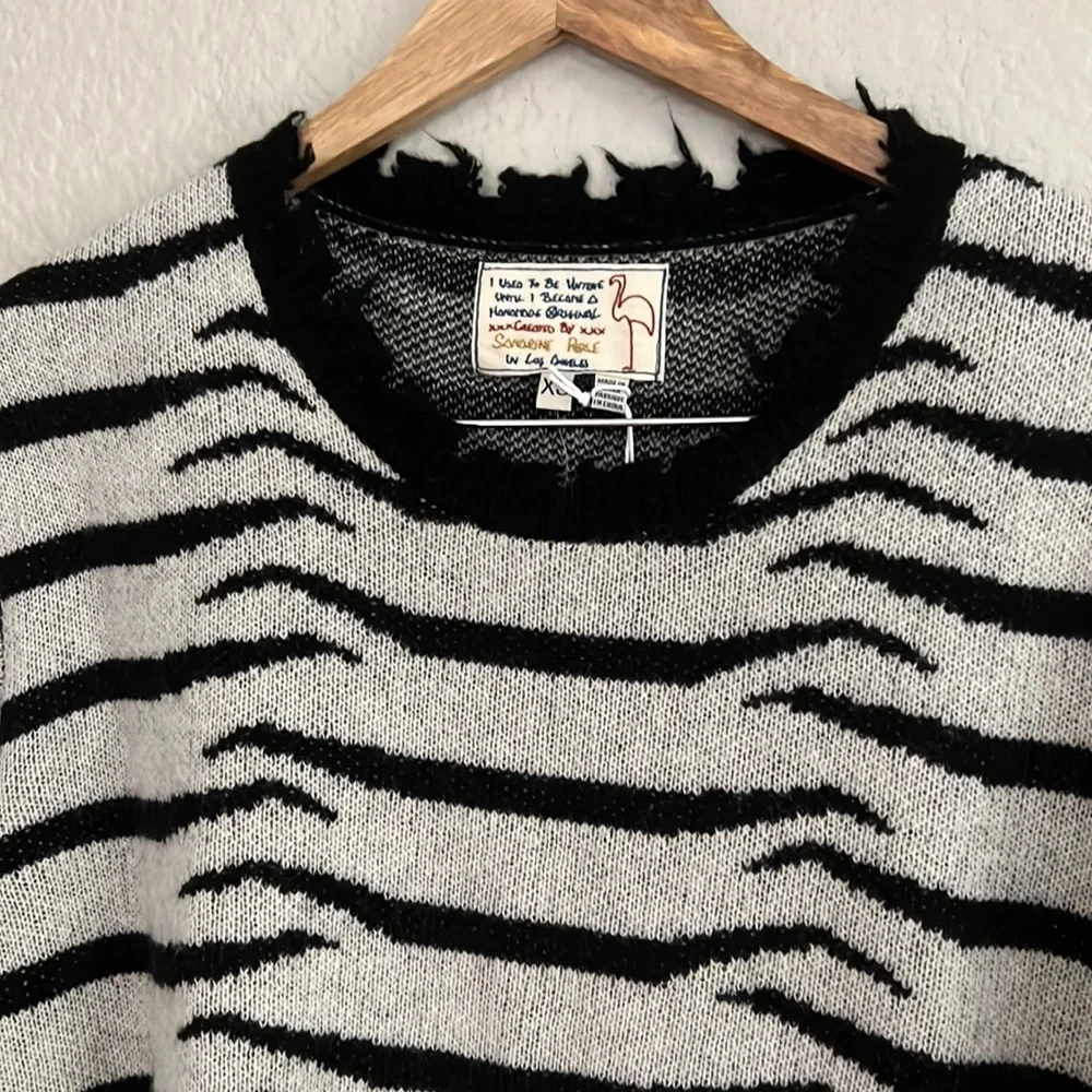Sandrine rose / free people zebra long sleeve black white sweater