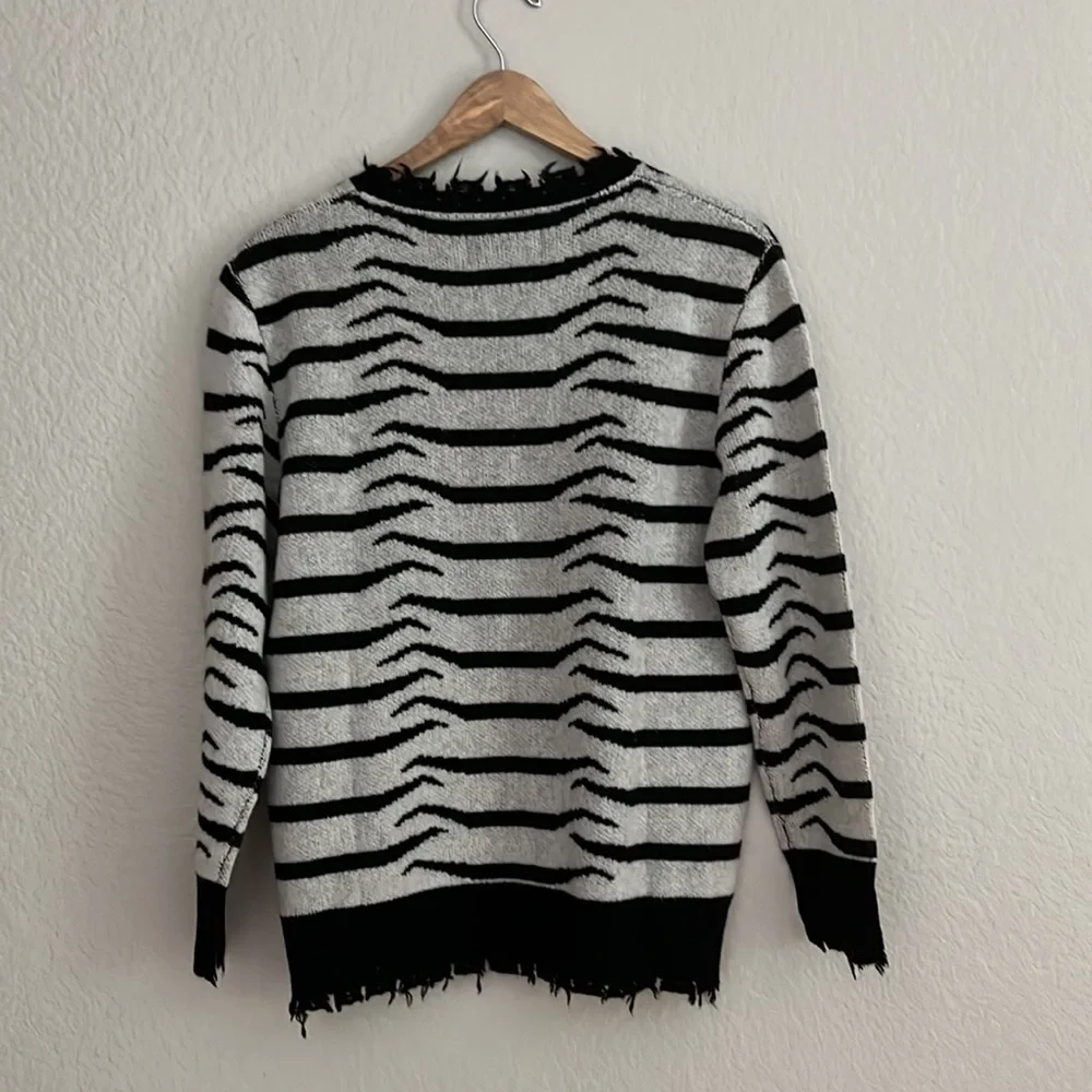 Sandrine rose / free people zebra long sleeve black white sweater
