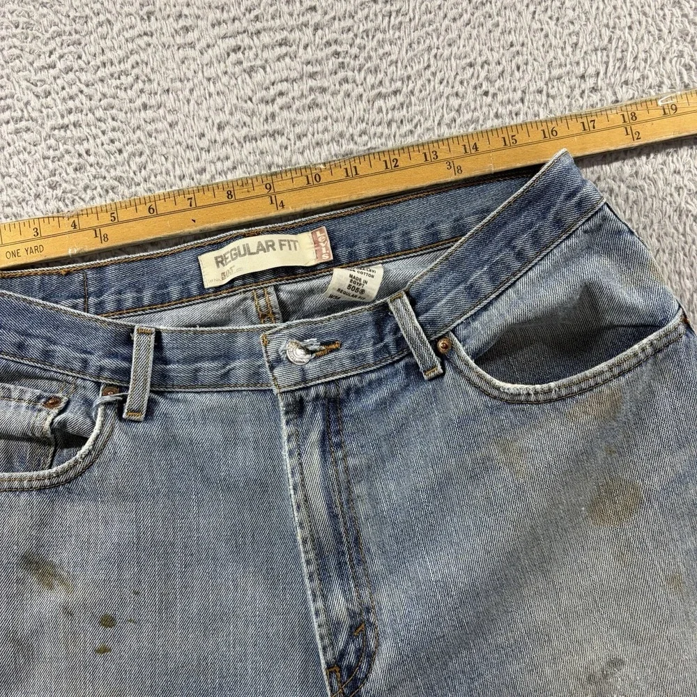 Vintage Levi 505 Jeans Mens 36x30 (Fits 32x28) Regular Heavily‎ Distressed Stain