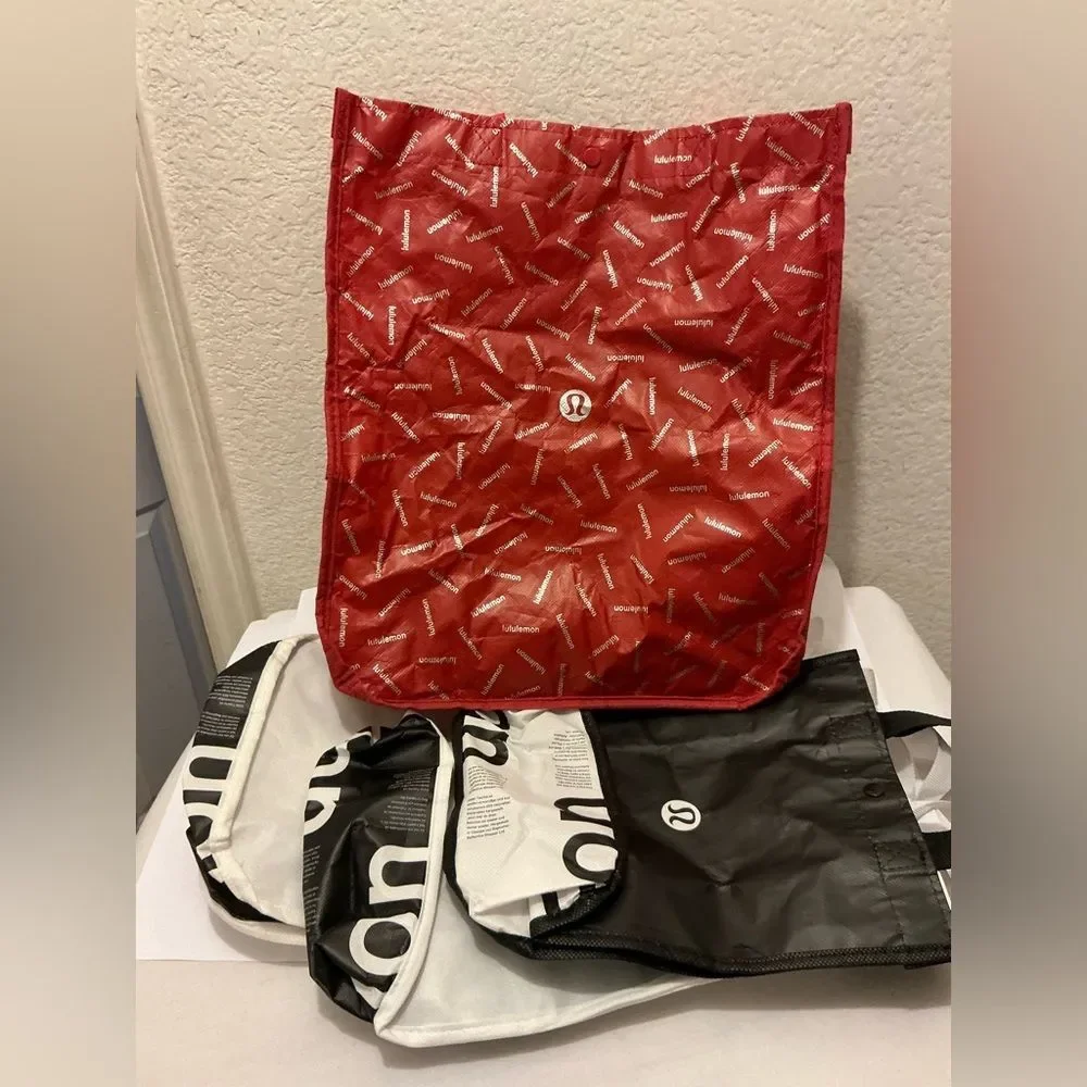 Lot of 4 lululemon athletica large Red and 3 small Black Bag Collection