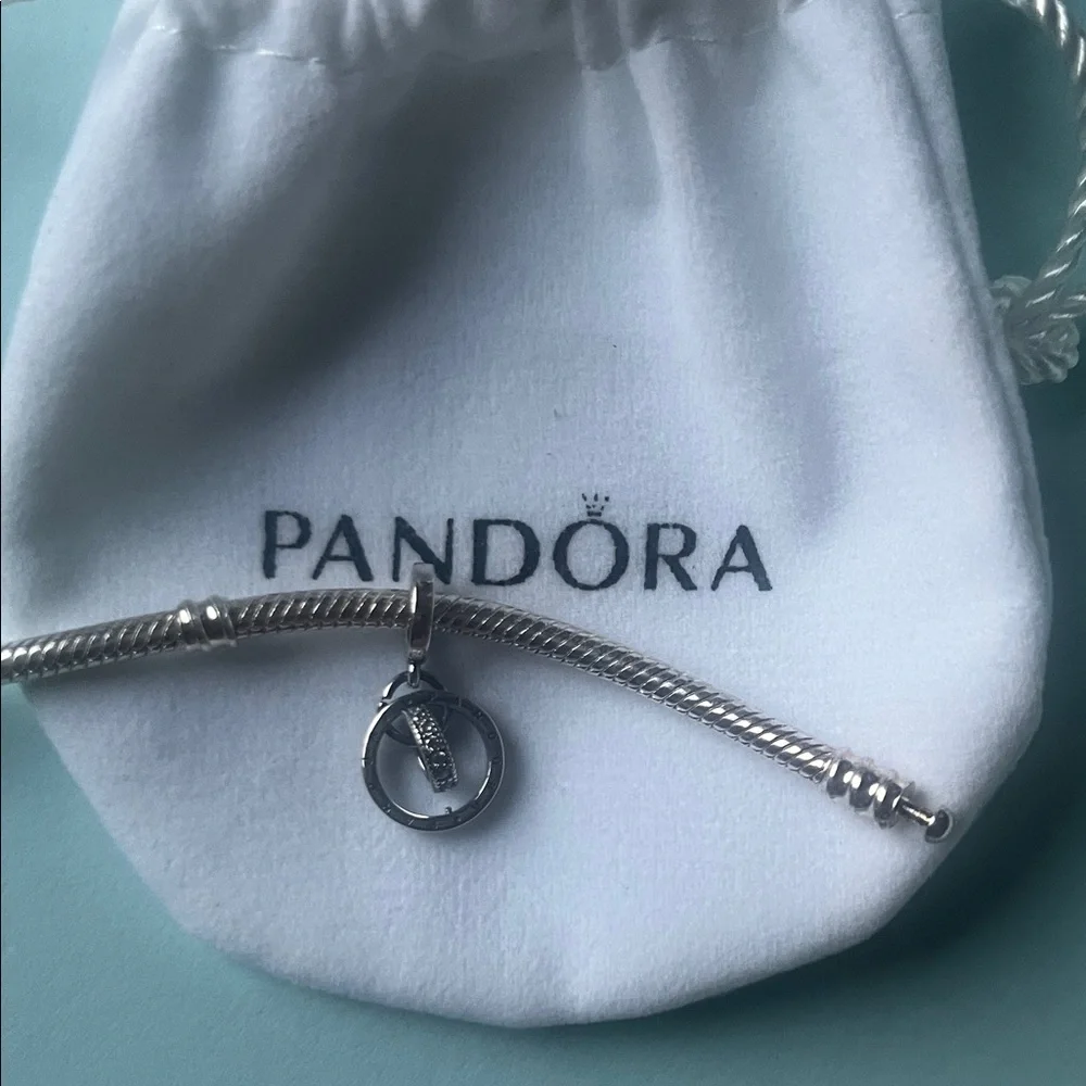 Pandora Silver Logo Circles Dangling Charm