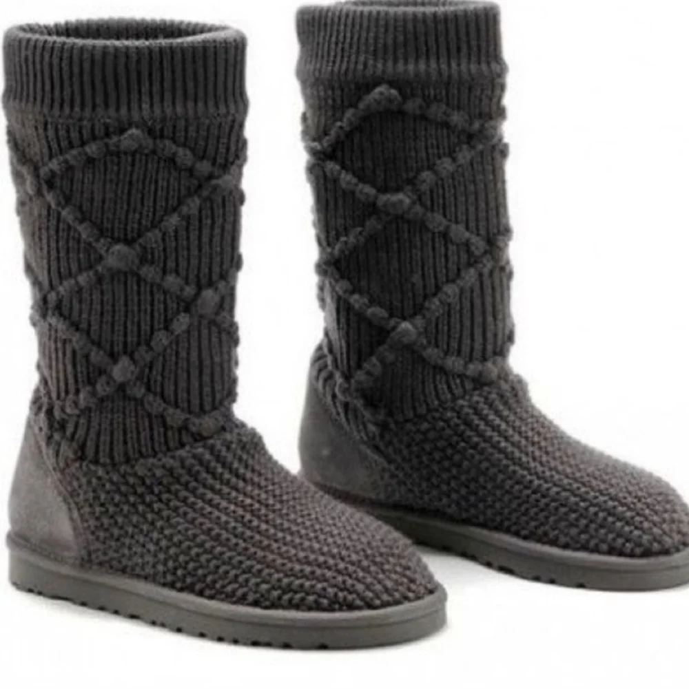 Ugg Australia Women 5879 Argyle Sweater Tall Cardi Knit Boots Shoes sz 8
