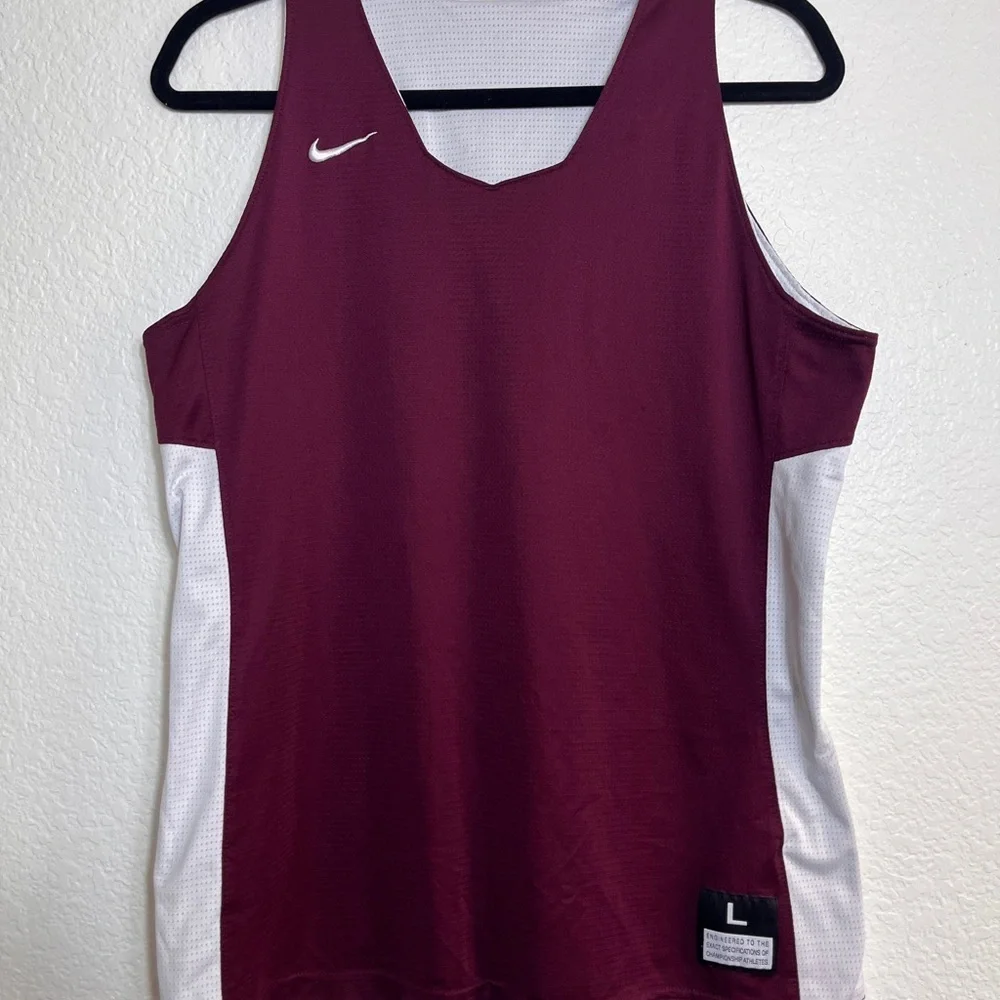 Nike Maroon and White Athletic Tank Top Reversible sz Large