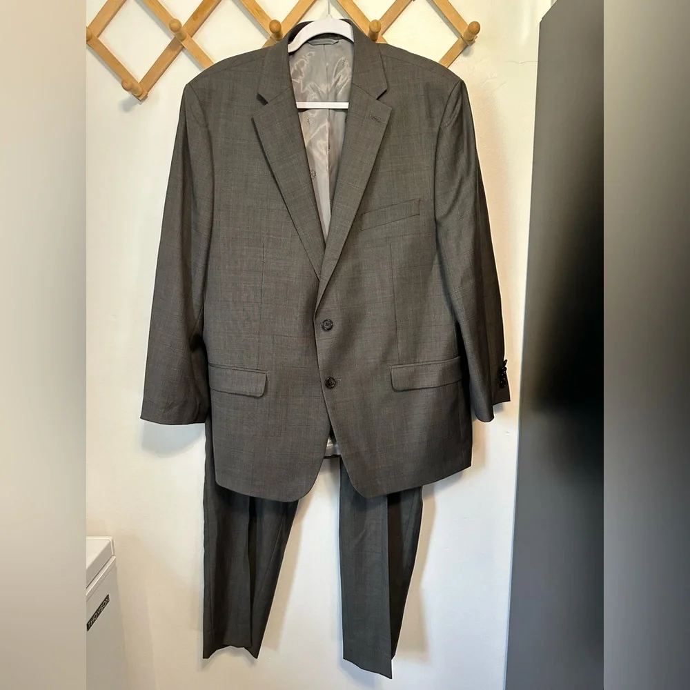 Lauren Ralph‎ Lauren Suit Mens Gray Wool 44R Suit  Pants 39x29 Preppy Classic