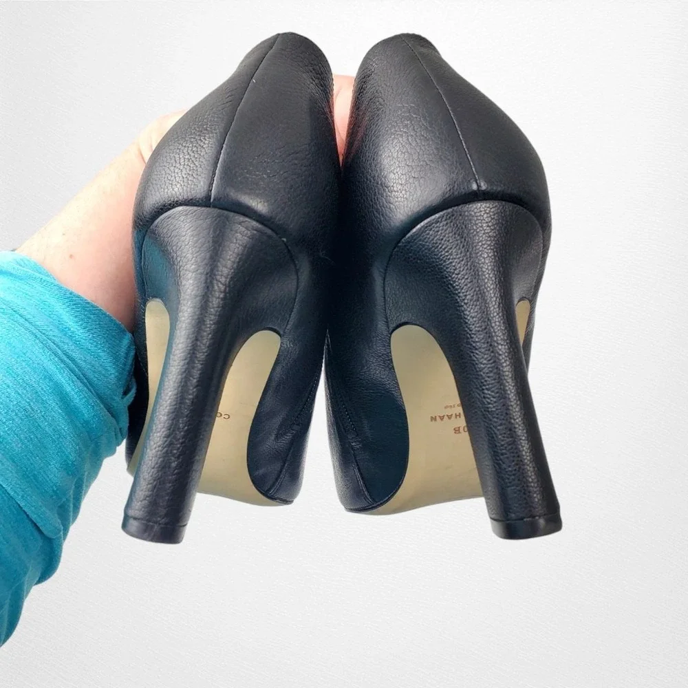 Cole Haan Vestry Womens Black Leather Pointed Toe Block‎ Heel Shooties 10B