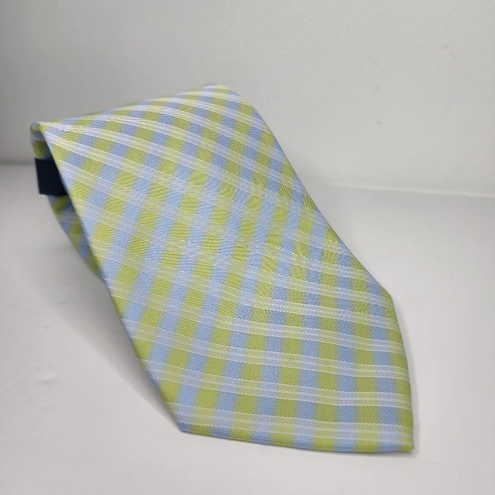 PAOLO DAVIDE Greenish Yellow Plaid Tie. SILK.