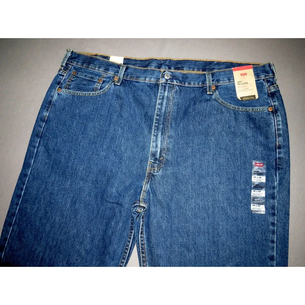 NEW! Levi's 550 Relaxed Fit 100% Cotton Medium Wash Jeans Men's‎ 46 X 29 NWT!
