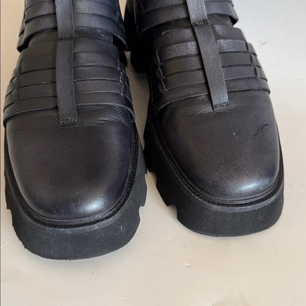 Free People Womens Black Hydra Huarache Lugged Cutout Punk Grunge Boots sz 39 EU