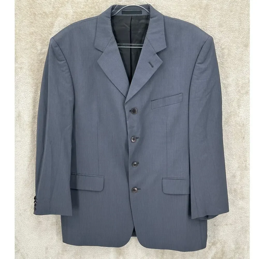 Yves Saint Laurent Suit Jacket Mens US 42 Gray Sport Coat Blazer‎ 100% Wool Work