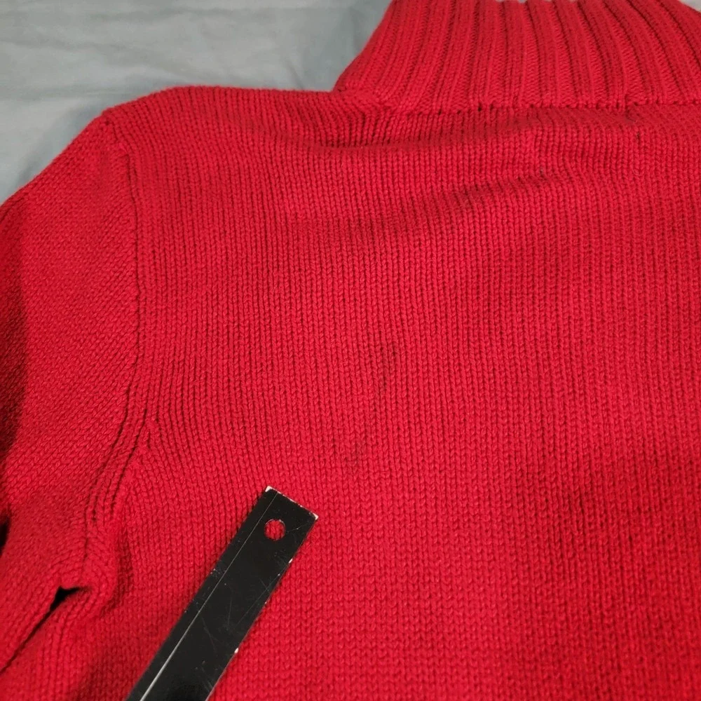Vintage Polo Ralph Lauren Sweater Men's Large‎ Red 1/4 Zip 100% Cotton LS Pony