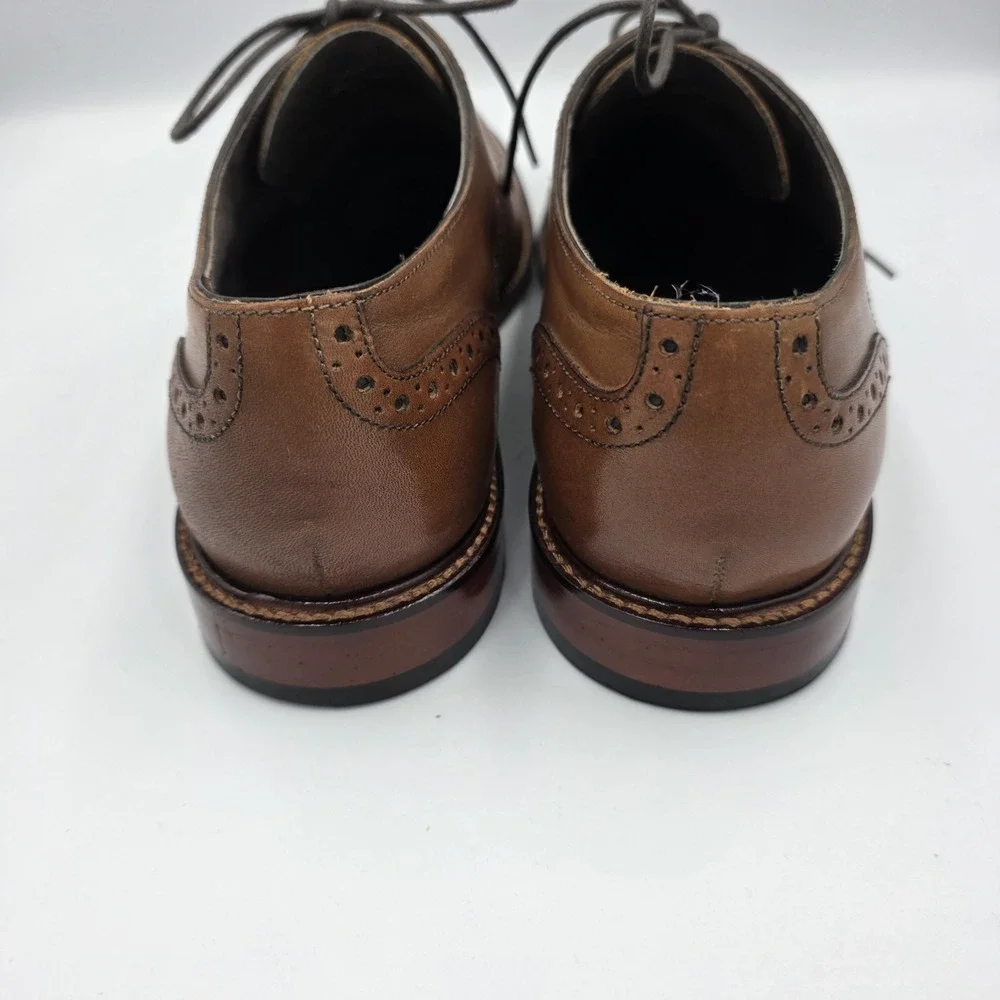 Joseph Abboud Saddle Brown‎ Men Cap Toe Derby Dress Shoes 8.5 Italian Leather