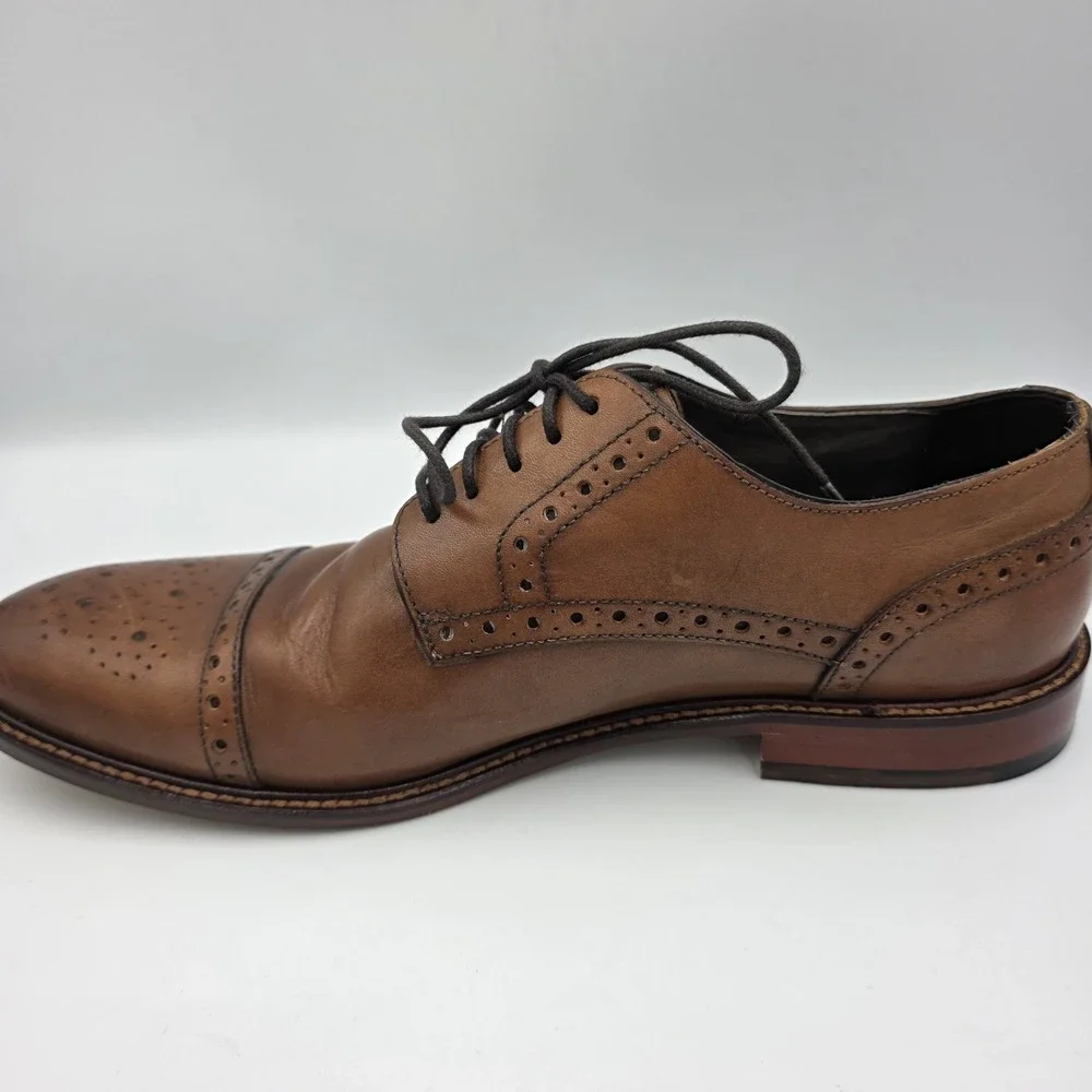 Joseph Abboud Saddle Brown‎ Men Cap Toe Derby Dress Shoes 8.5 Italian Leather