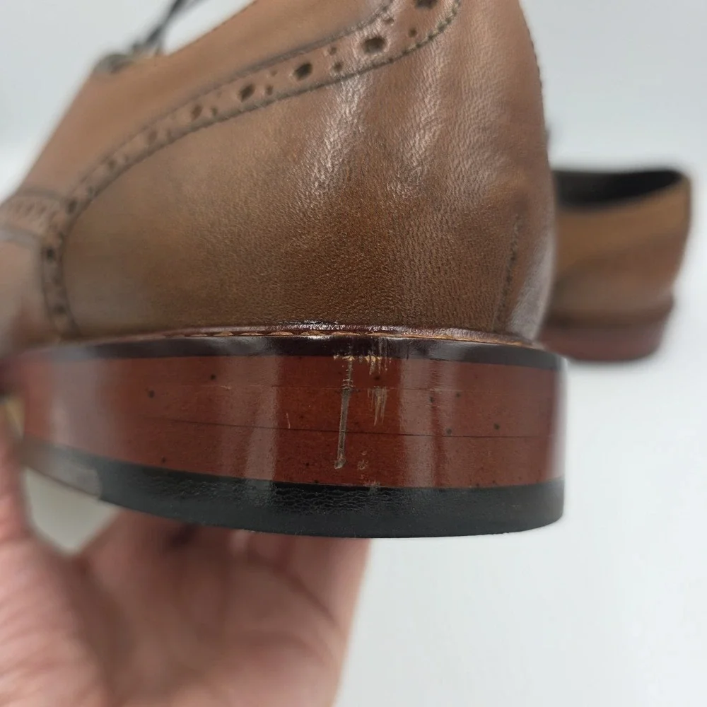 Joseph Abboud Saddle Brown‎ Men Cap Toe Derby Dress Shoes 8.5 Italian Leather