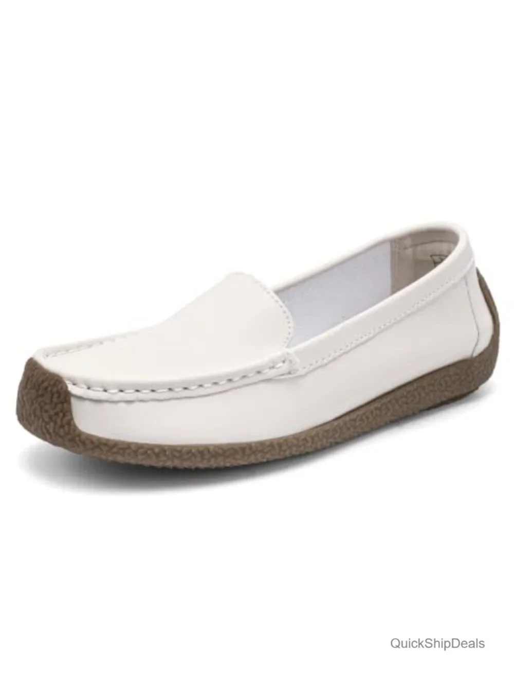 Women's Leather Loafers Slip-Ons Driving Mocs Comfortable Work Shoes