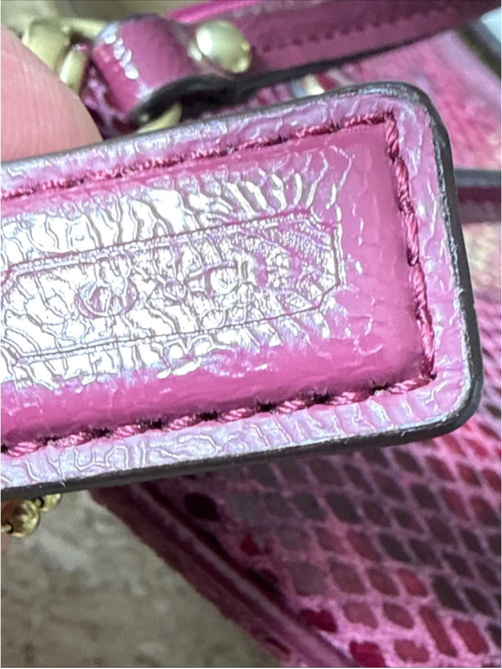 COACH Women's Python Leather Wristlet F50162 Raspberry NWOT Hang Tag