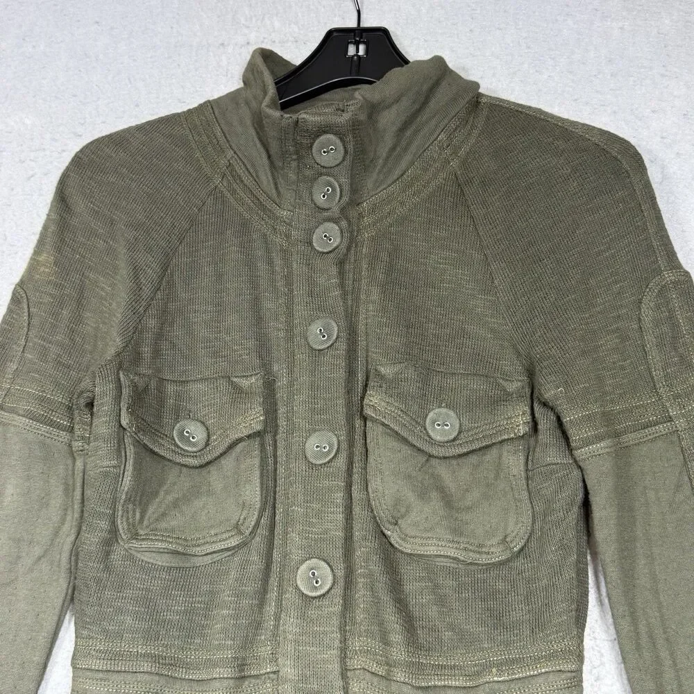 Free People Utility Jacket Women’s Size Medium Green Military Boho Belted