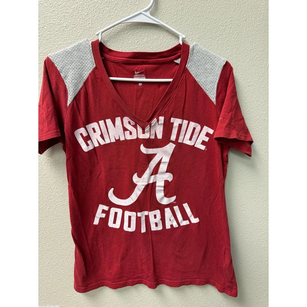 Nike Women's Alabama Football V-Neck T-Shirt Size Large‎ Red