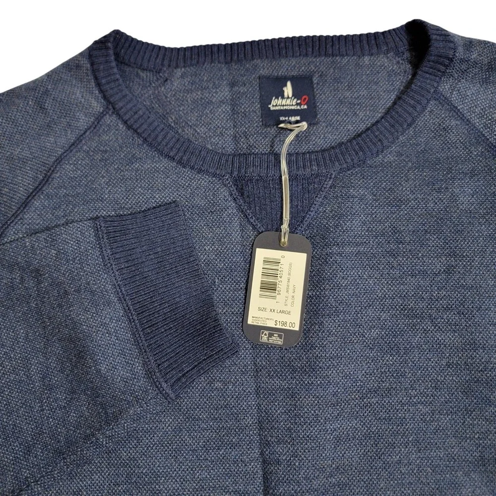 Johnnie-O Boggs Navy Extrafine Merino‎ Wool Crewneck Sweater Mens XXL JMSW1840