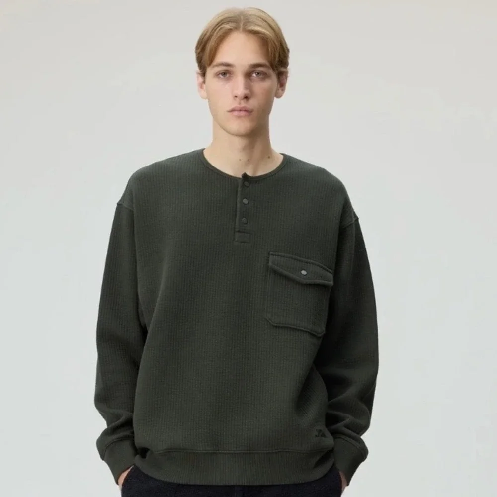 NEW KITH  Interlock Samson Henley‎ In Kalamon Mens Size Extra Small