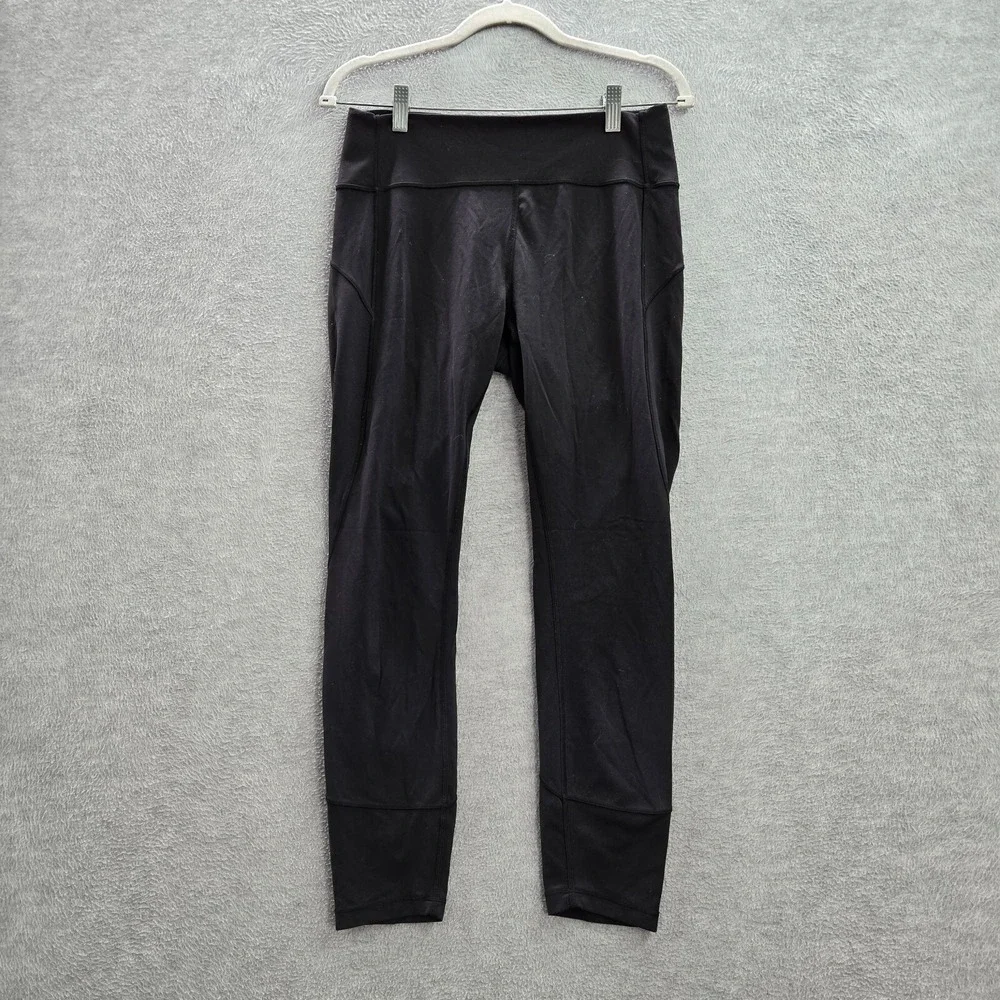 Lululemon Women Activewear Pants 10 Black‎ In Movement Leggings 25 in Inseam