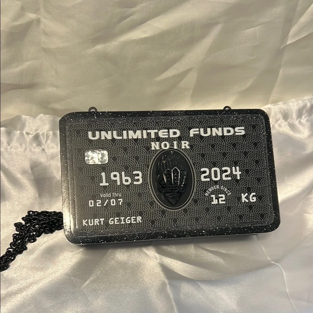 Kurt Geiger Black Glitter 'Unlimited Funds Noir' Box Clutch With Crossbody Chain