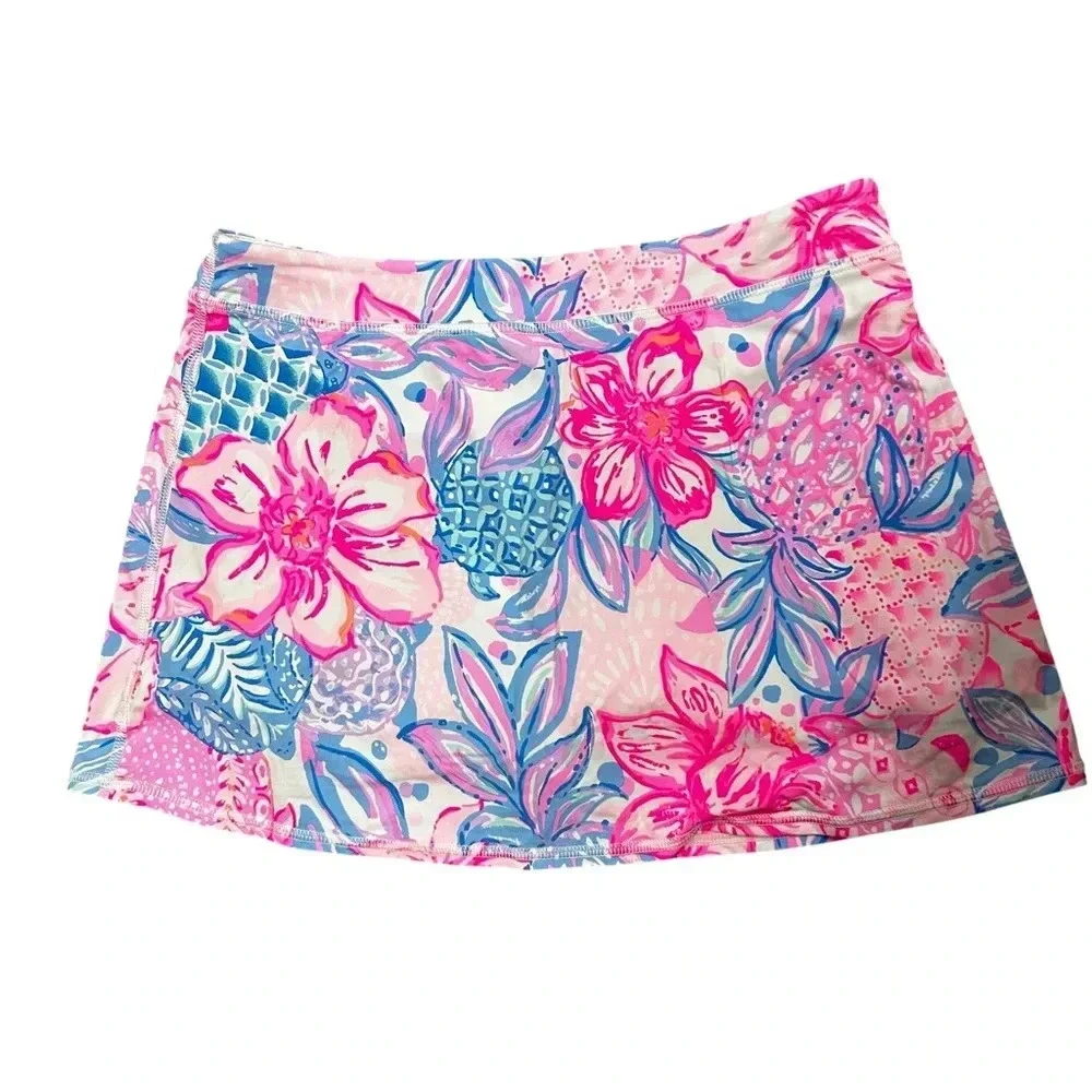 Lilly Pulitzer Girls XL Luxletic Aila Skirt Pink Isle EUC Pink‎ Blue
