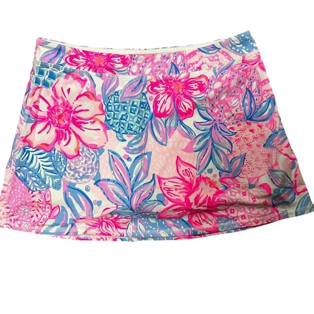 Lilly Pulitzer Girls XL Luxletic Aila Skirt Pink Isle EUC Pink‎ Blue