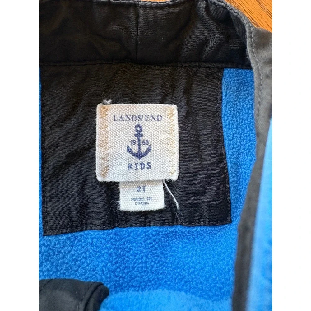 Lands End Kids Black Blue Squall Snow Bib Overalls Ski Pants‎ Toddler 2T