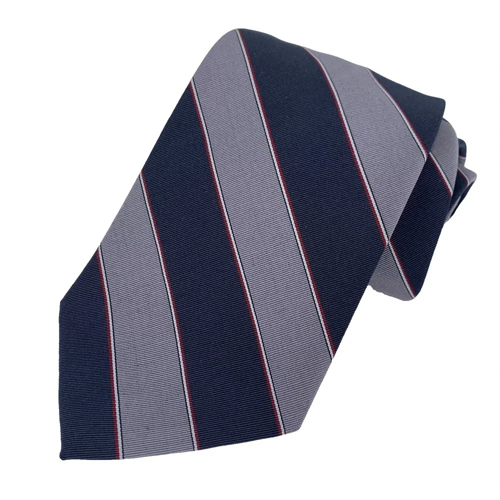 Vintage Brooks Brothers Mens‎ Tie Navy Silver Striped Design Silk - Wool Blend