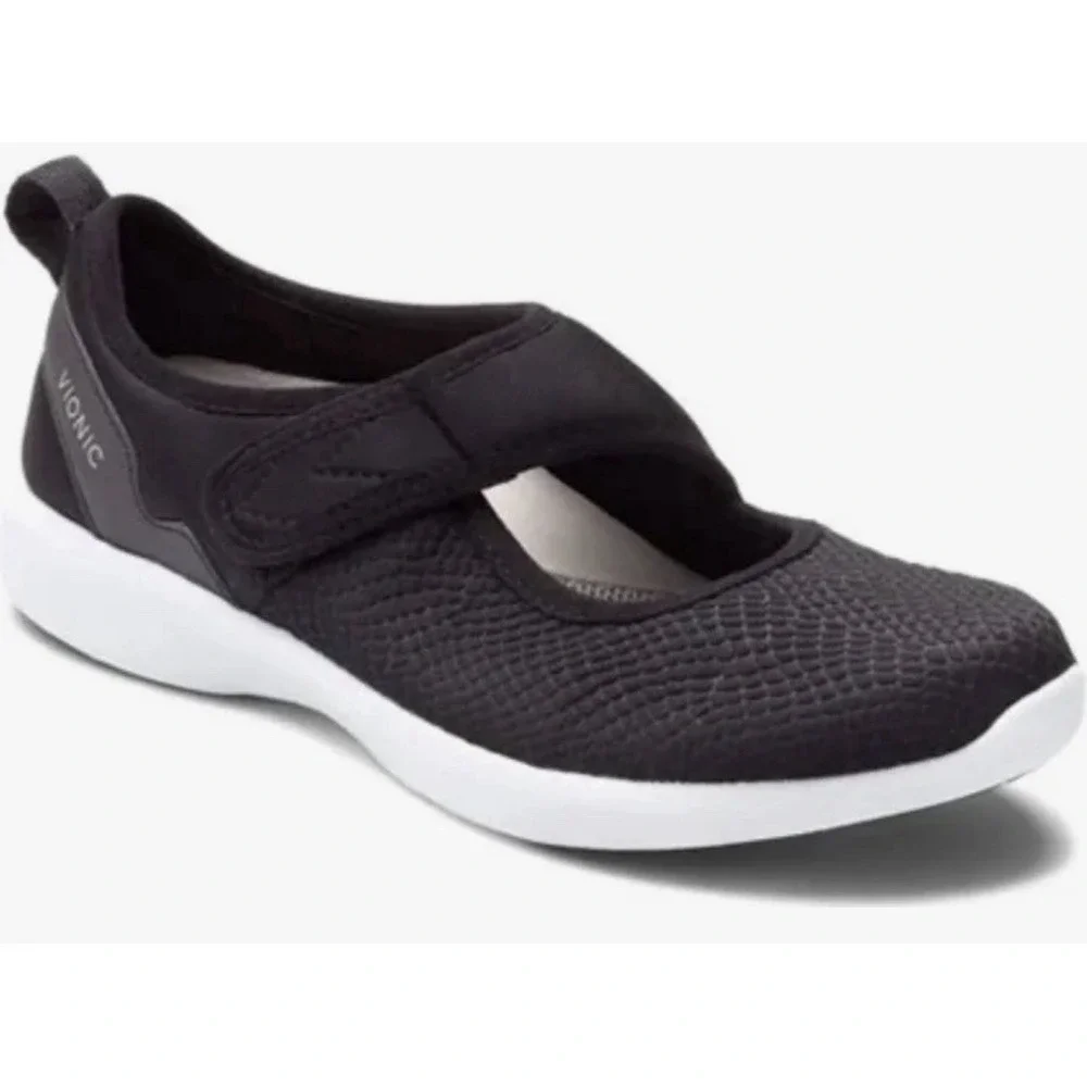 Vionic‎ Sonnet ballet flats hook-and-loop strap Mary Jane Size 7 Wide Black!!!!!