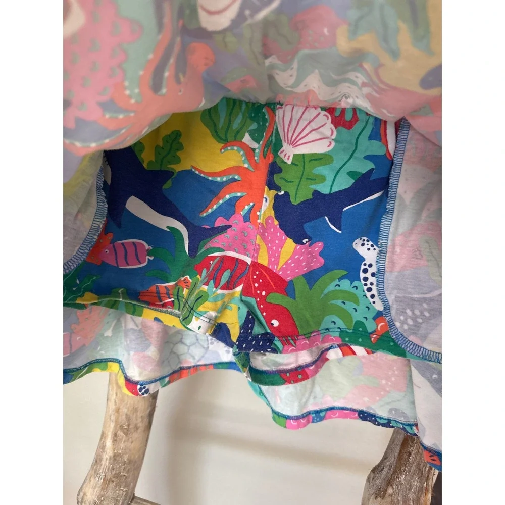 Mini Boden skort colorful all-over sea life print striped drawstring waist‎ 9/10