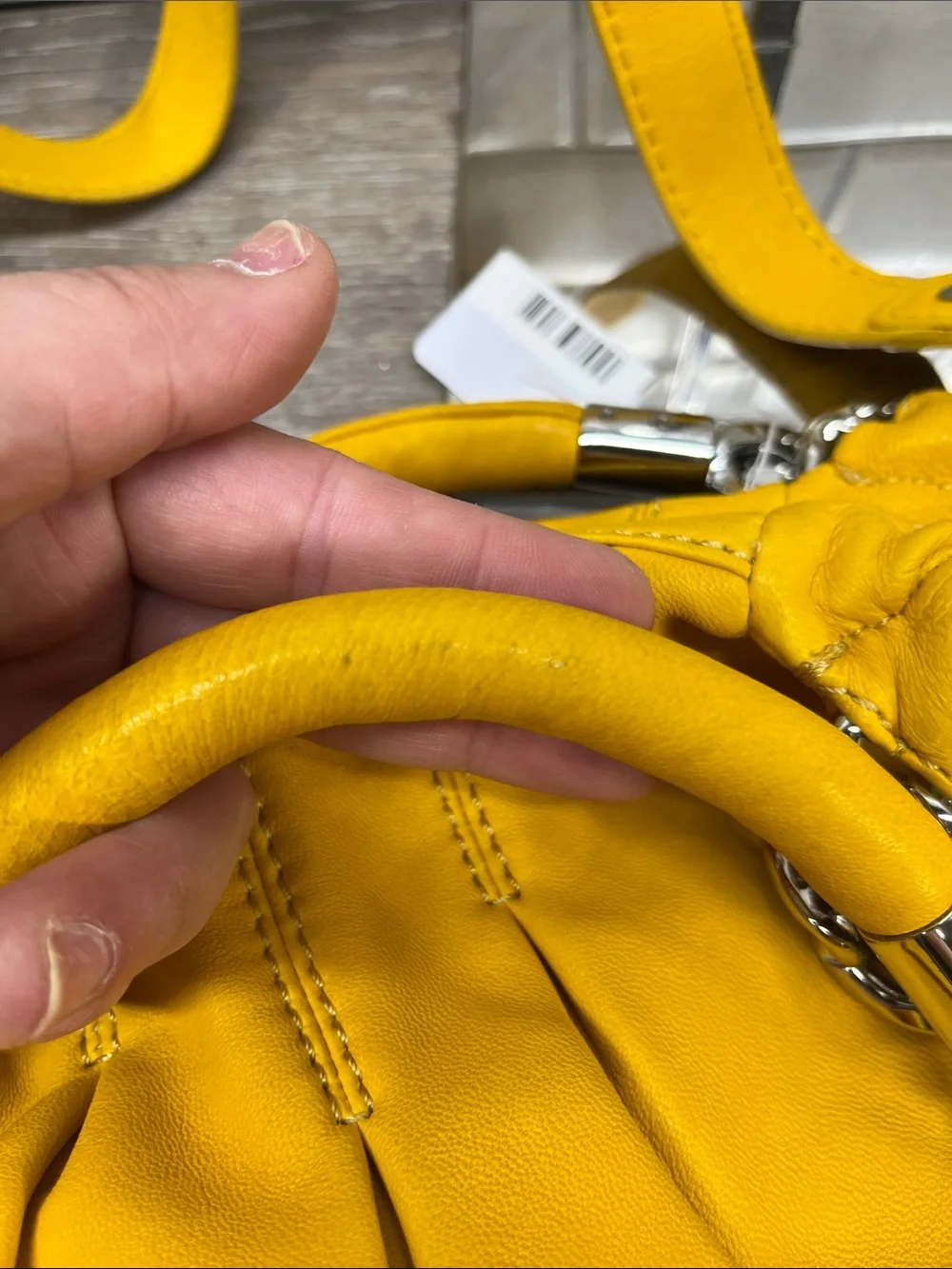 Michael Kors Yellow Pleated Shoulder Bag with Chain Detail