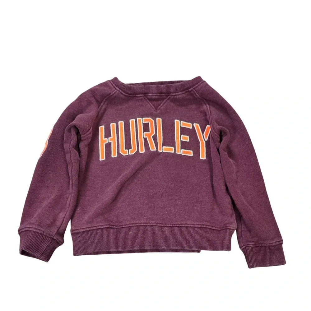 Hurley Heather Graphic Sweatshirt Boys Size 3T Purple Long Sleeve Raglan‎