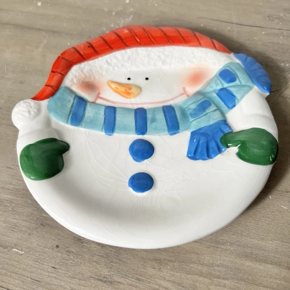 Vintage Snowman Christmas Plate Pacific Island Creations 6