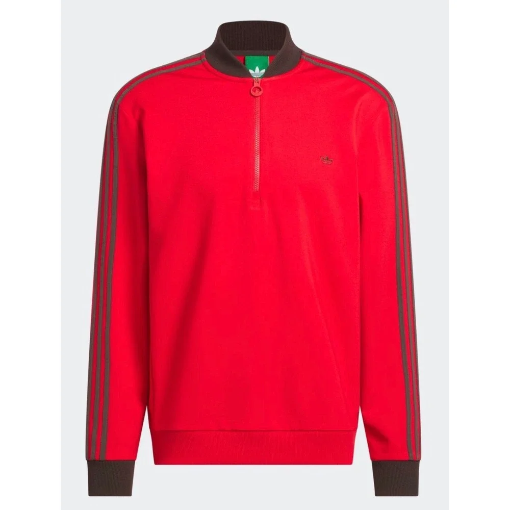 Adidas Golf Originals 3-Stripes Trefoil Red 1/4 Zip Track Jacket Men's Small NEW