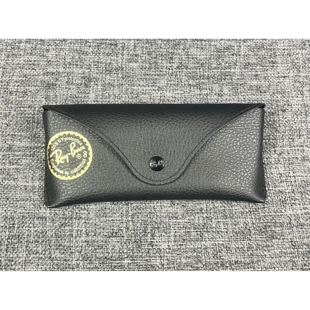 Ray-Ban Black Pebbled Faux Leather Sunglasses Case Snap Closure Luxottica Logo