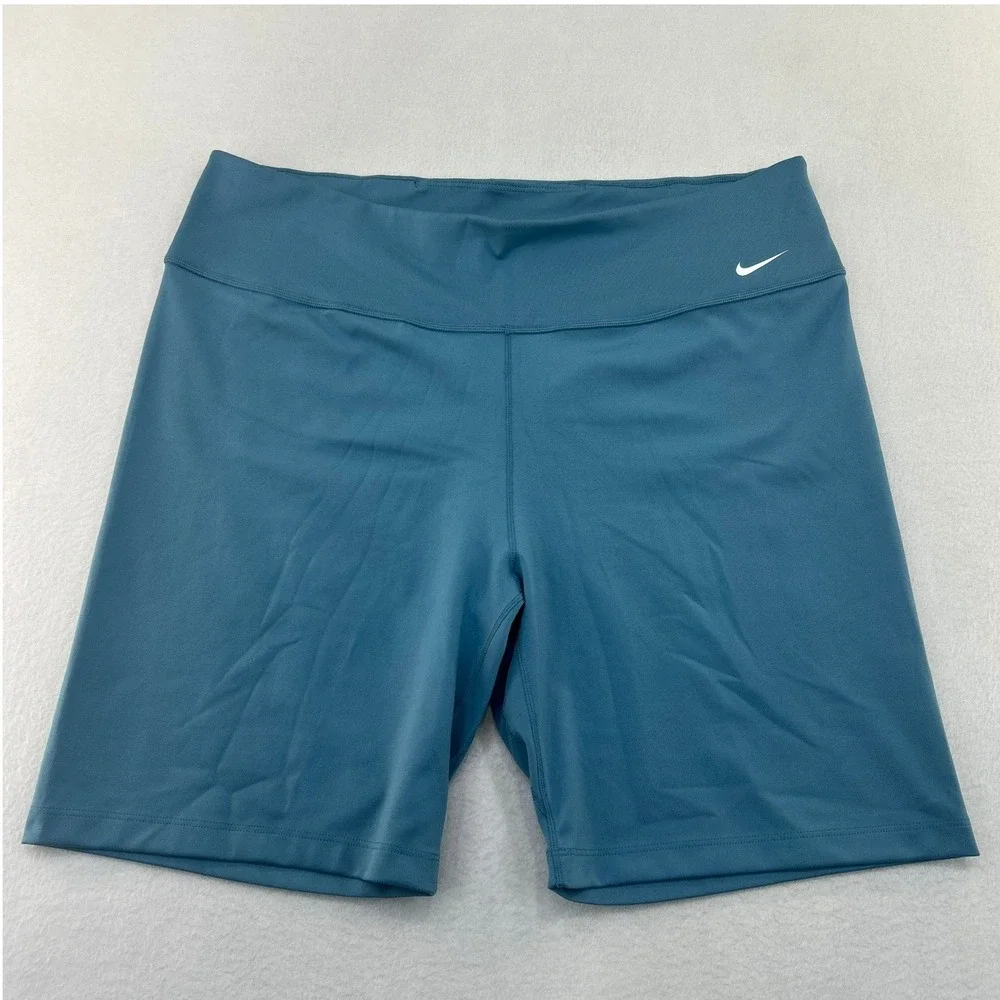 Nike Dri-FIT Womens XL Teal Blue High Rise Biker Athletic Shorts