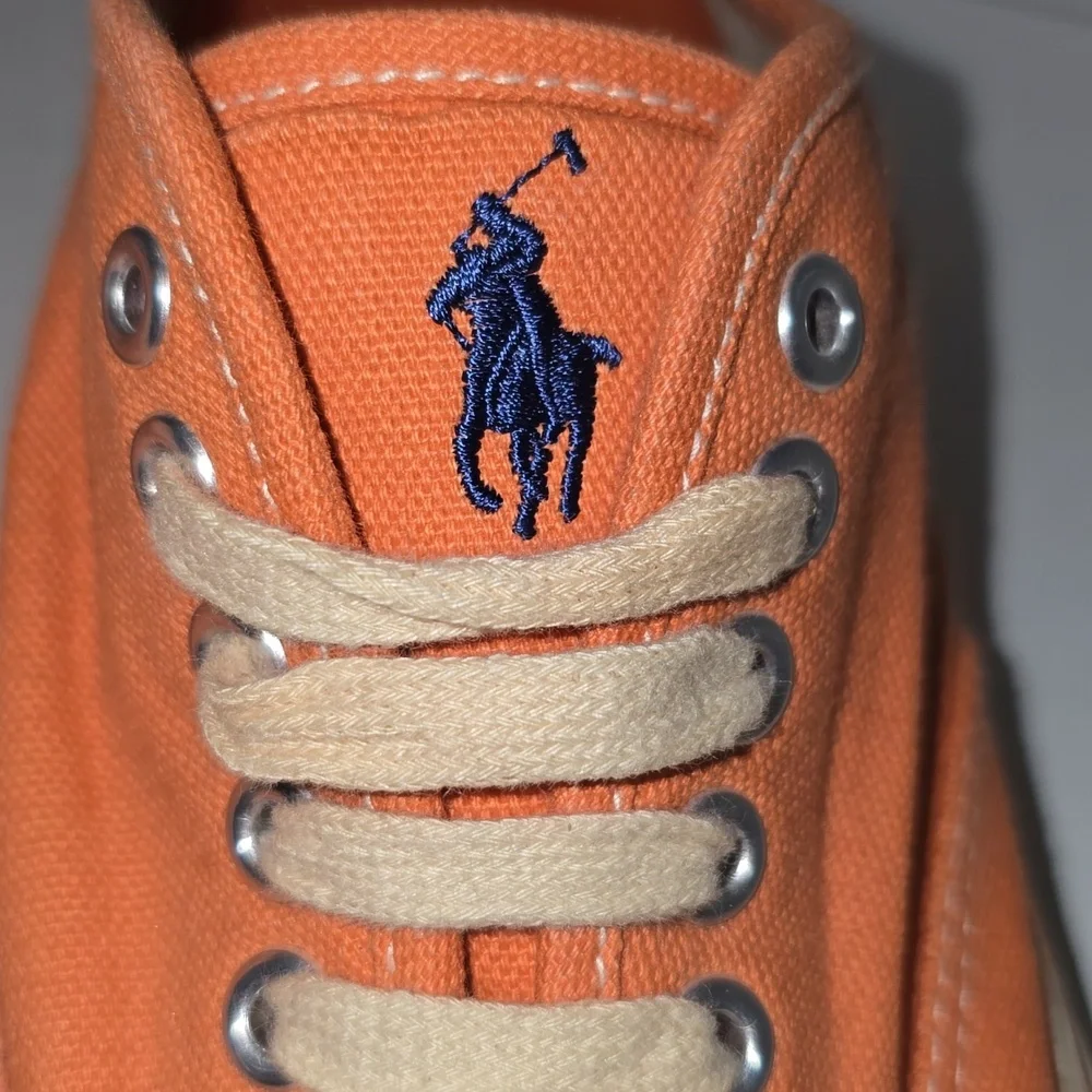 Vintage Polo by Ralph Lauren Men's Orange Canvas Sneakers Size 9.5